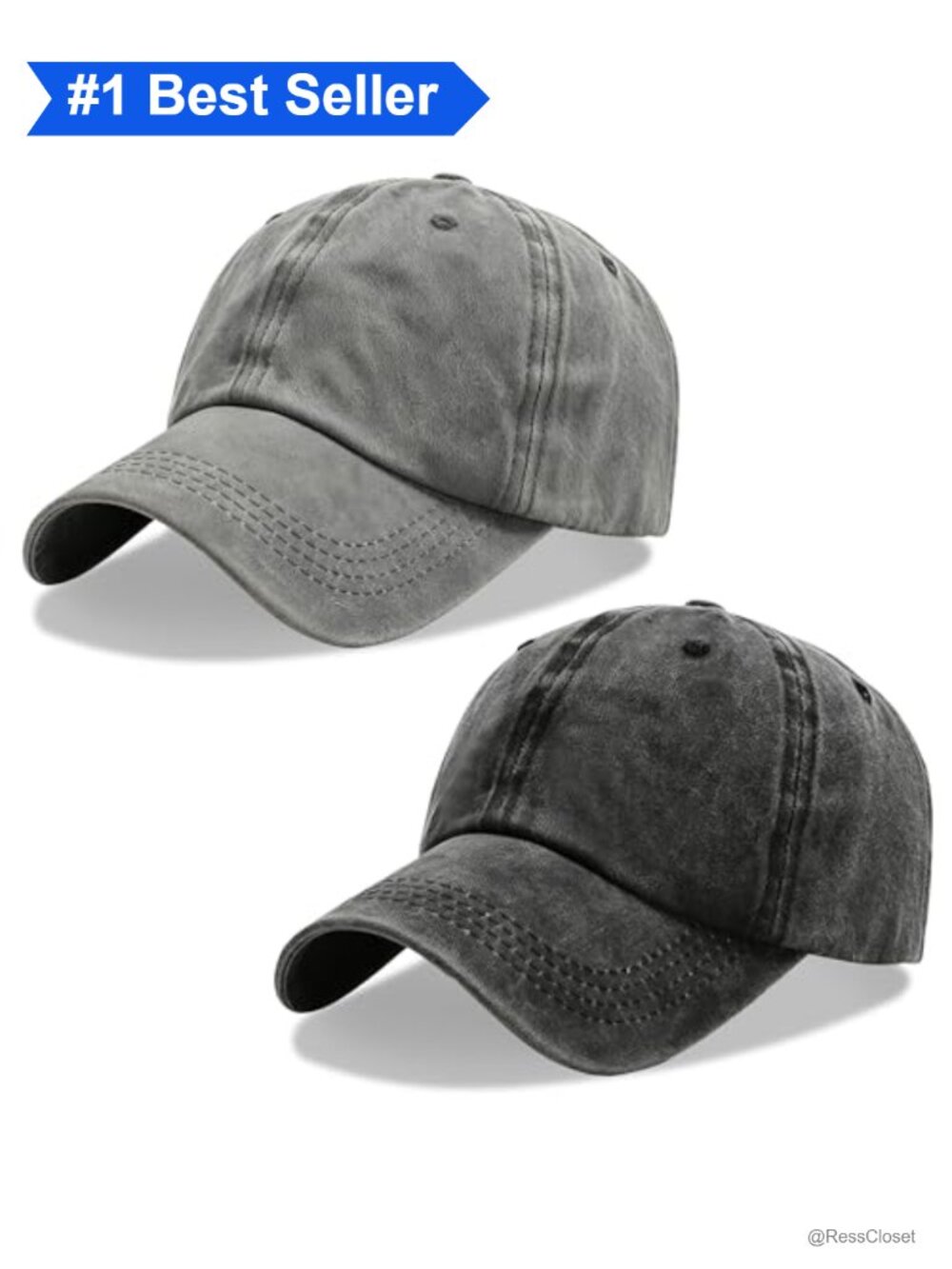 2 Pack Vintage Washed Cotton Baseball Cap Adjustable Low Profile Dad Hat